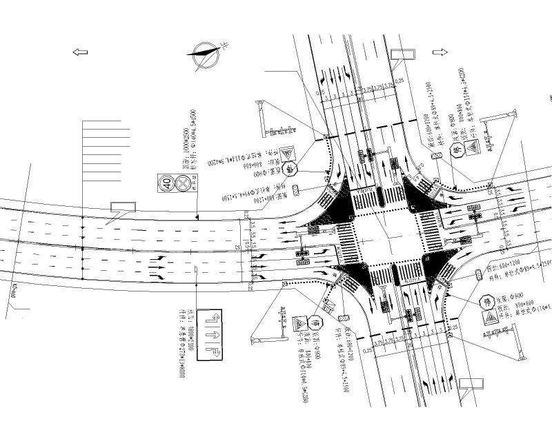 城市次干路标志标线及交通信号灯图纸cad - 1