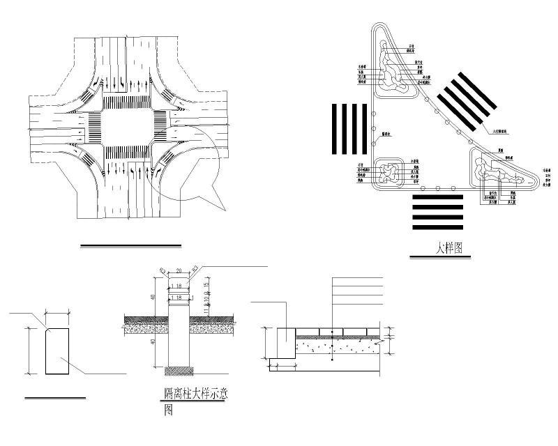 城市次干路标志标线及交通信号灯图纸cad - 4