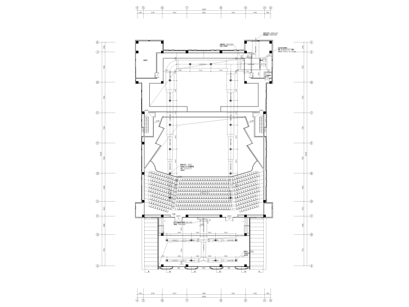 学校建设会堂暖通施工图纸cad平面图 - 1