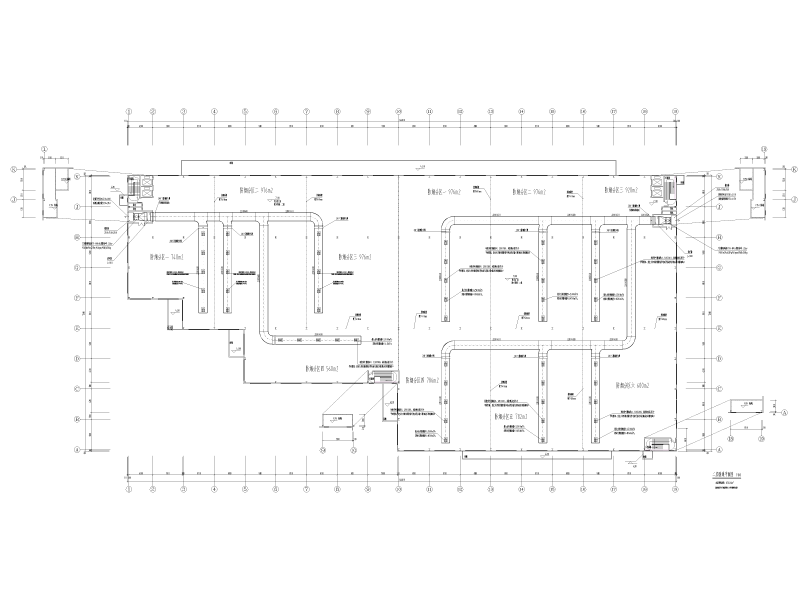 陶瓷厂厂房单体暖通施工图纸cad平面图 - 1