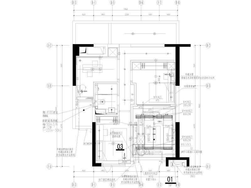 样板间销售中心首层暖通施工图纸cad平面布置图 - 2