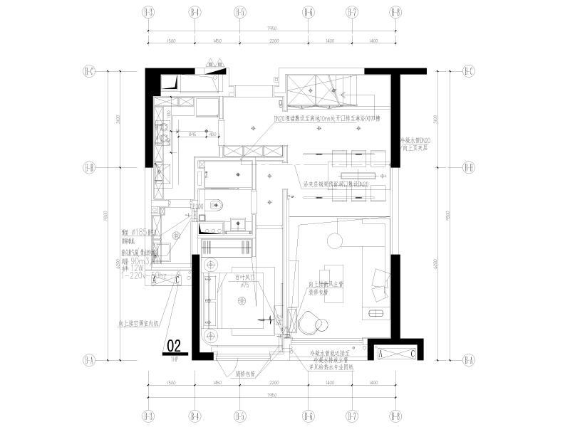 样板间销售中心首层暖通施工图纸cad平面布置图 - 3