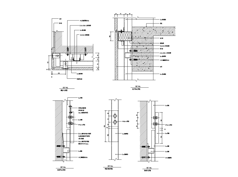 31个吊挂式全玻璃幕墙节点详图纸cad大样图 - 1
