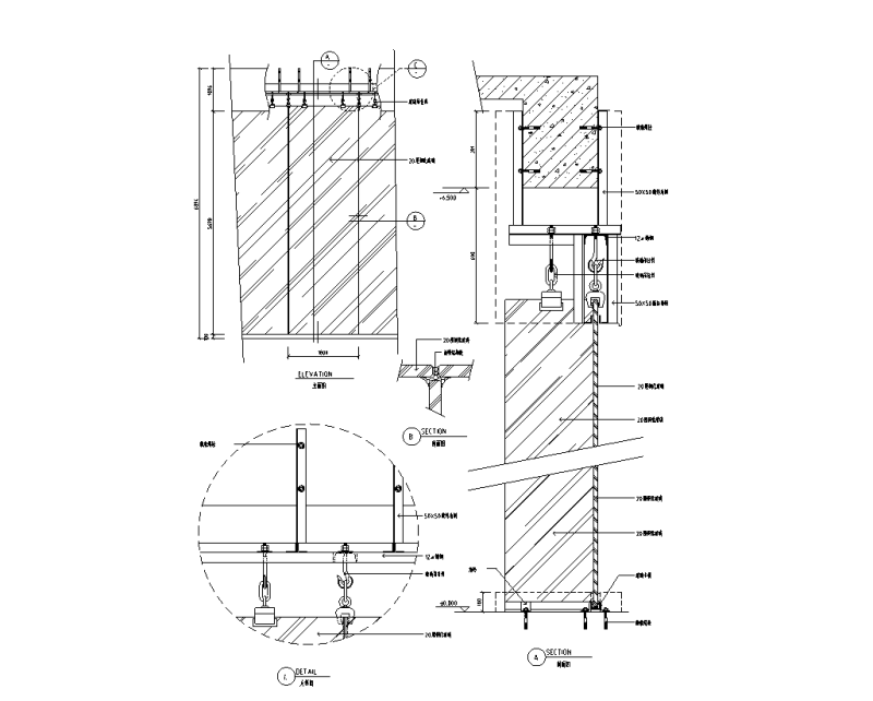31个吊挂式全玻璃幕墙节点详图纸cad大样图 - 5