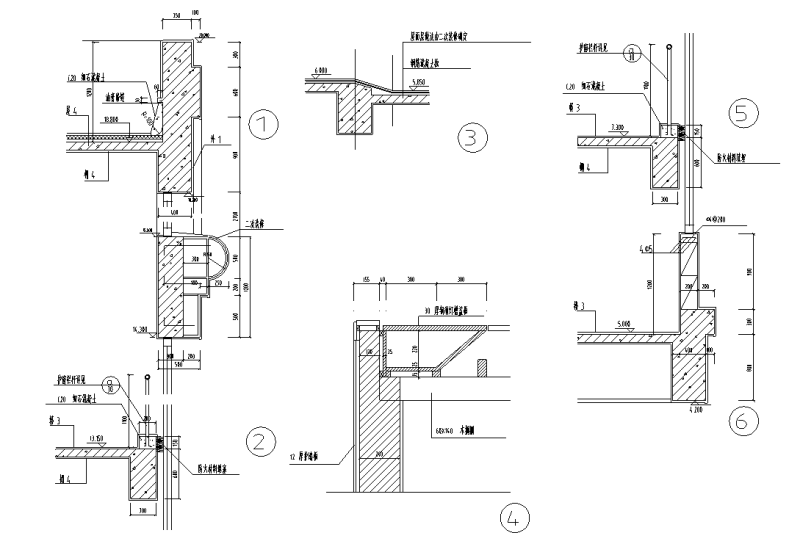 53个现浇混凝土幕墙节点详图纸cad大样图 - 4