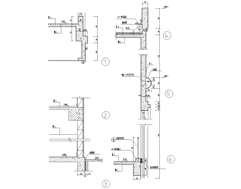 53个现浇混凝土幕墙节点详图纸cad大样图 - 5