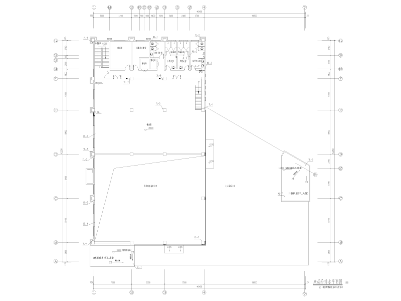 产业园配套食堂给排水施工图纸cad平面图 - 2