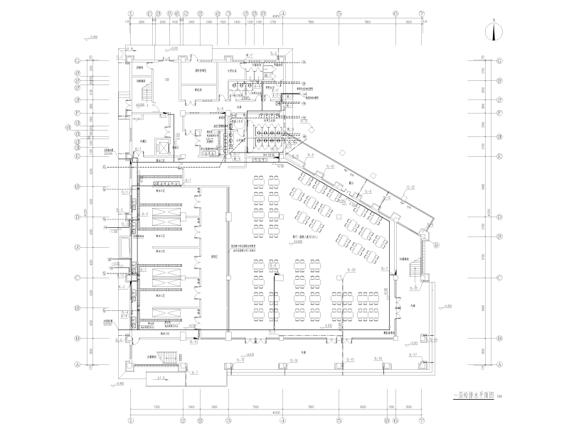 产业园配套食堂给排水施工图纸cad平面图 - 4