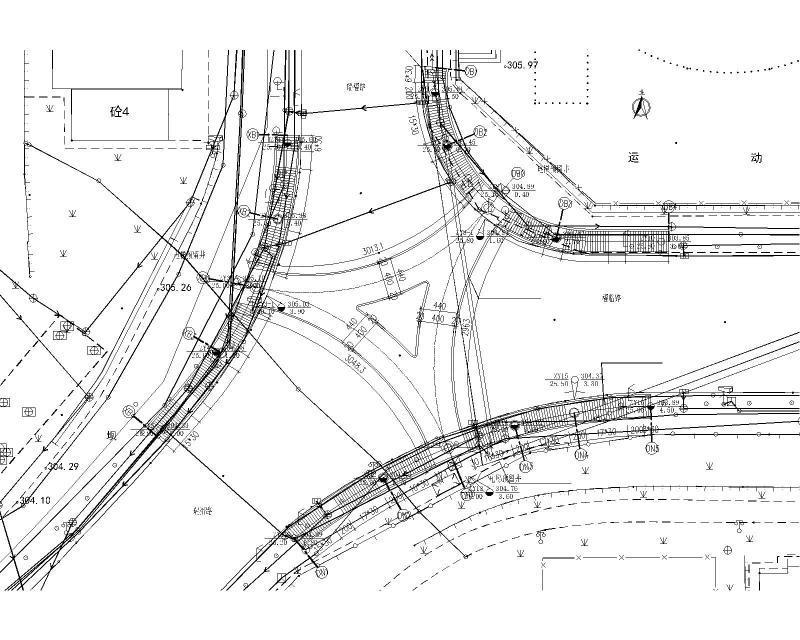 岔路口三角形曲线梁过街人行天桥图纸2020cad - 1