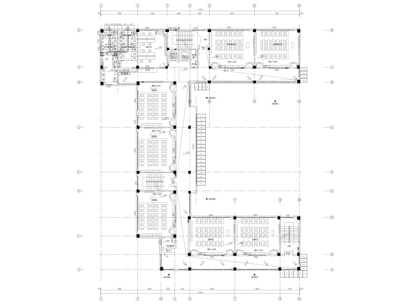 新建教学楼暖通施工图纸cad平面图 - 1