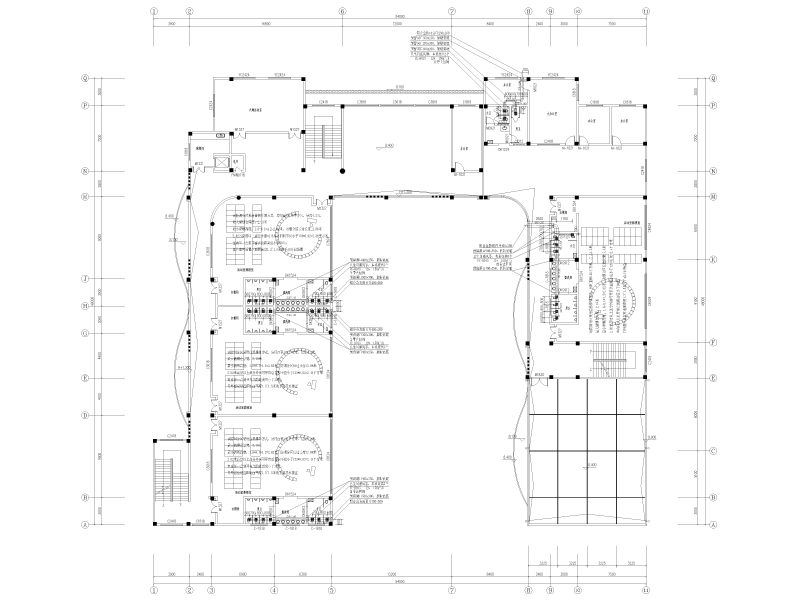 新建幼儿园暖通施工图纸cad平面图 - 1