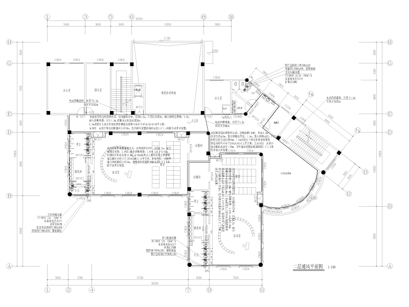 幼儿园建设项目暖通施工图纸cad平面图 - 1