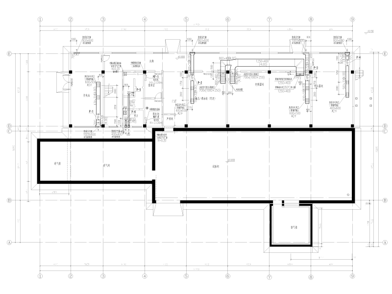 研发基地压缩部件试验厂房暖通施工图纸cad平面图 - 3