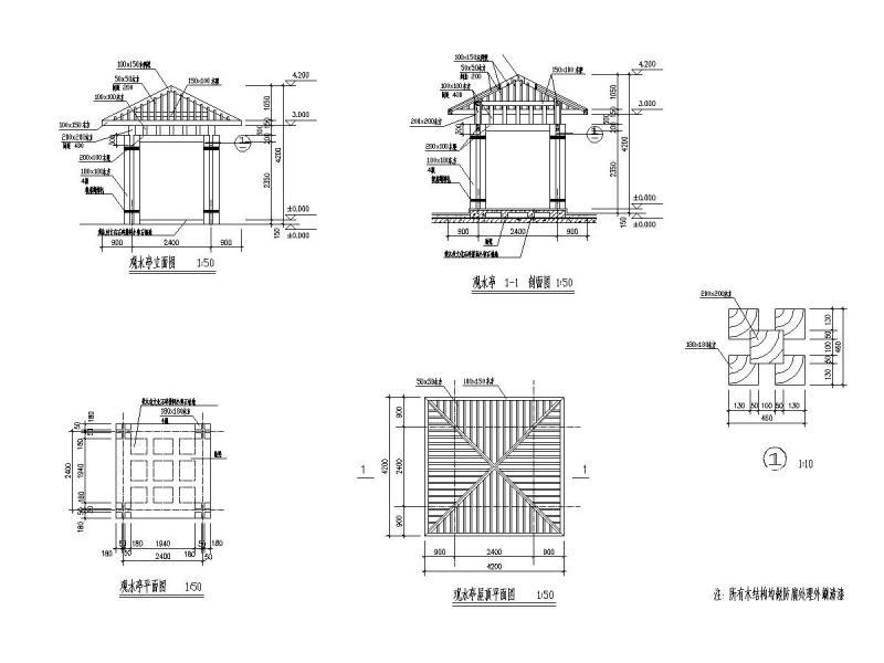 屋顶花园景观全套施工大样图cad - 1
