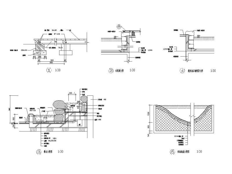 屋顶花园景观全套施工大样图cad - 4