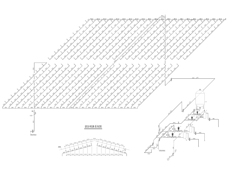 厂房喷淋系统施工图纸cad平面图 - 3