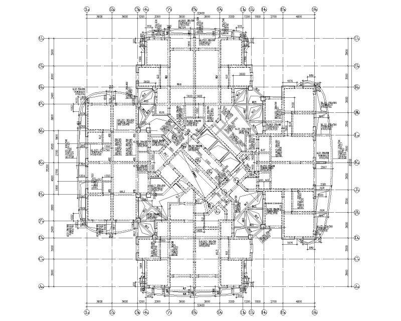 31层剪力墙结构商住楼施工图纸23Pcad平面图 - 1