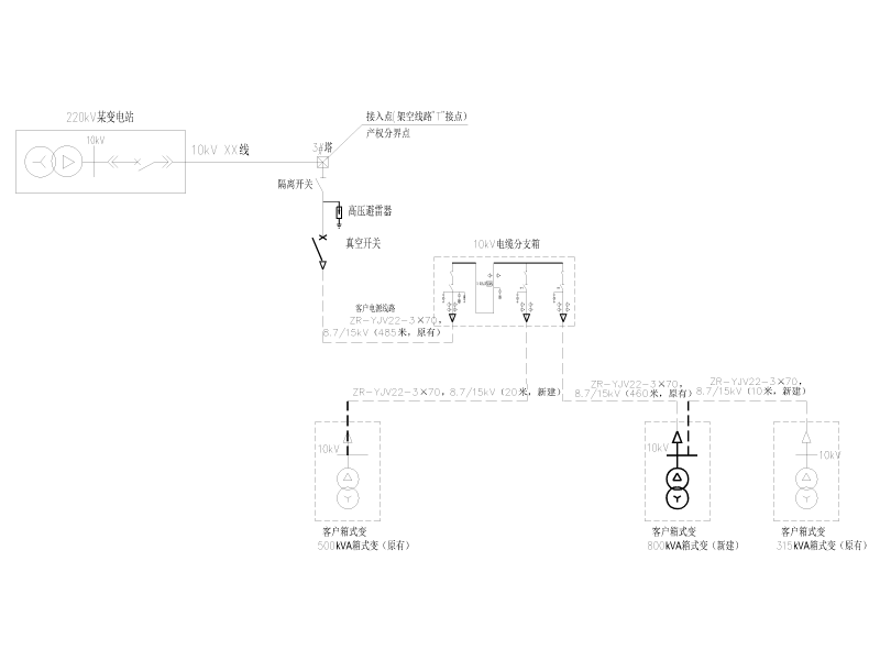 中学800kVA箱变安装工程施工图纸cad立面图及布置图 - 5