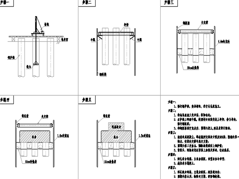 钢板桩围堰施工步骤图纸CAD - 1