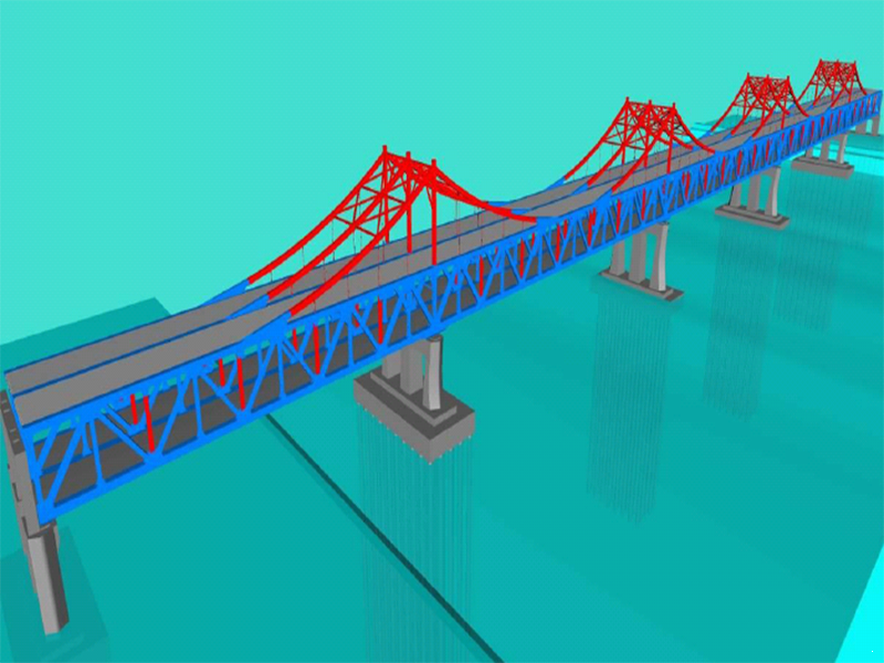 顶推钢桁梁公铁两用桥实施性施工组织128页cad - 2