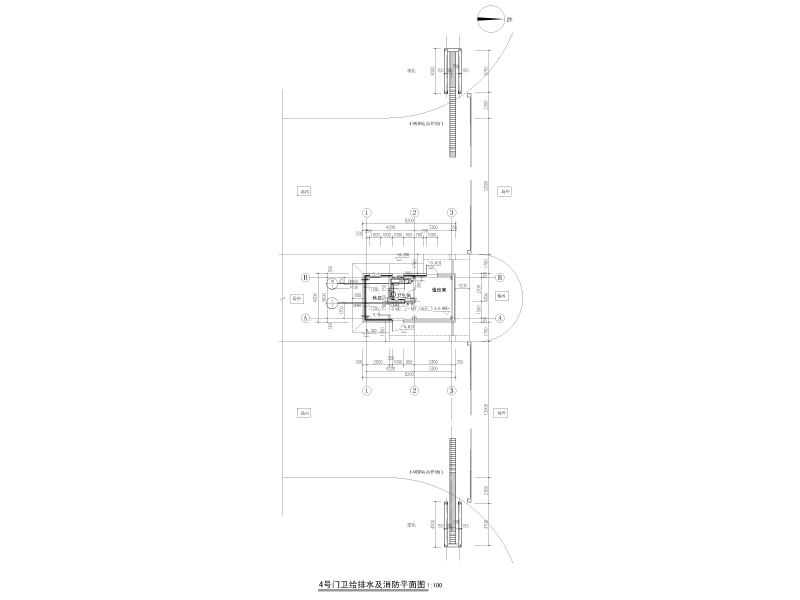 框架钢桁架结构门卫室给排水施工图纸cad平面图及系统图 - 3