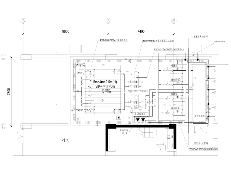 海单层框架结构地下车库给排水施工图纸cad - 5