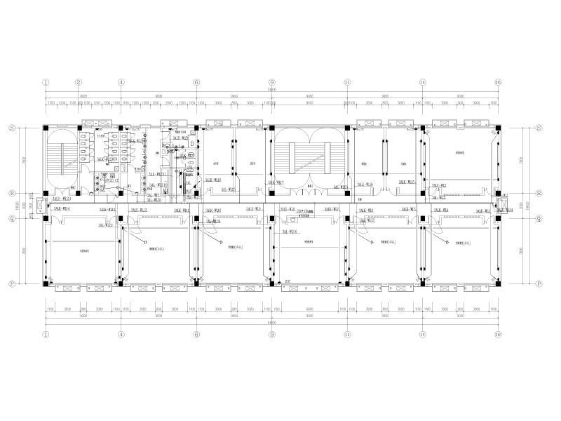 局部6层框架结构教学楼电气施工图纸cad平面图 - 1