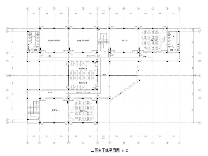 5层框架结构中学教学楼电气施工图纸cad平面图 - 3