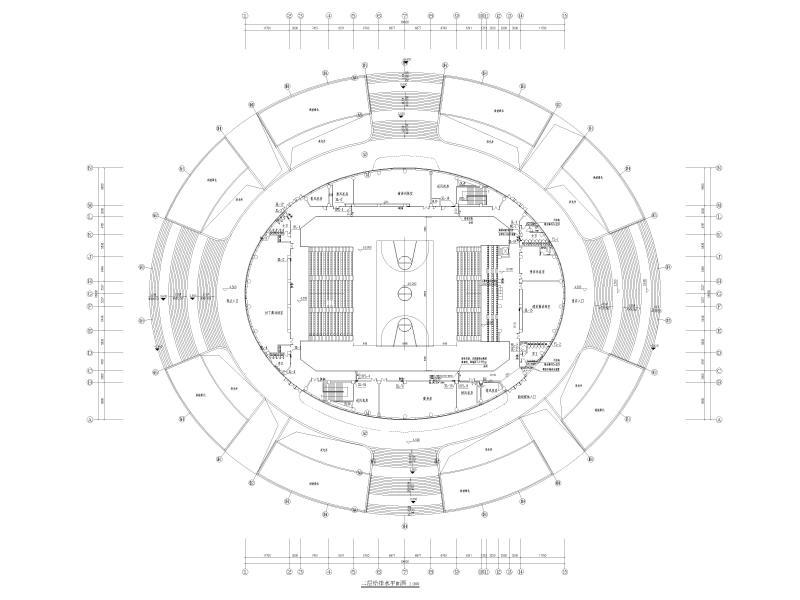 体育文化中心给排水施工大样图cad平面图 - 1