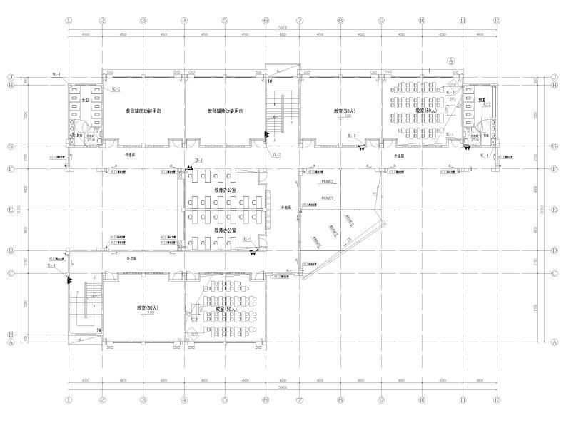 实验学校初中部教学楼给排水施工图纸cad平面图及系统图 - 1