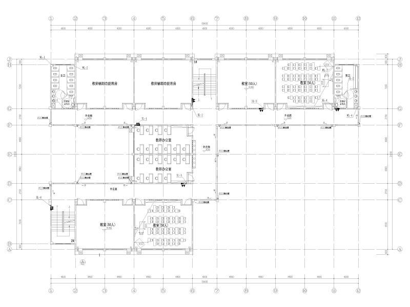 实验学校初中部教学楼给排水施工图纸cad平面图及系统图 - 4