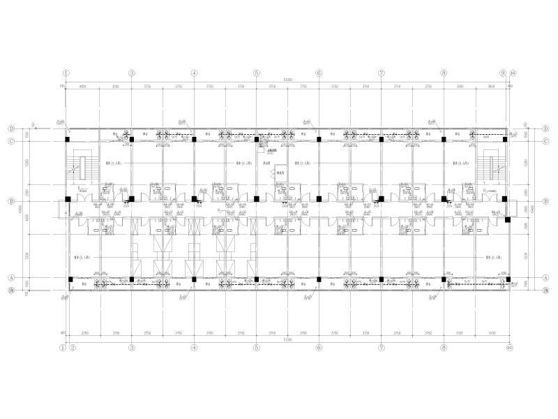 汽车科技产业园宿舍楼给排水施工图纸cad平面图 - 2