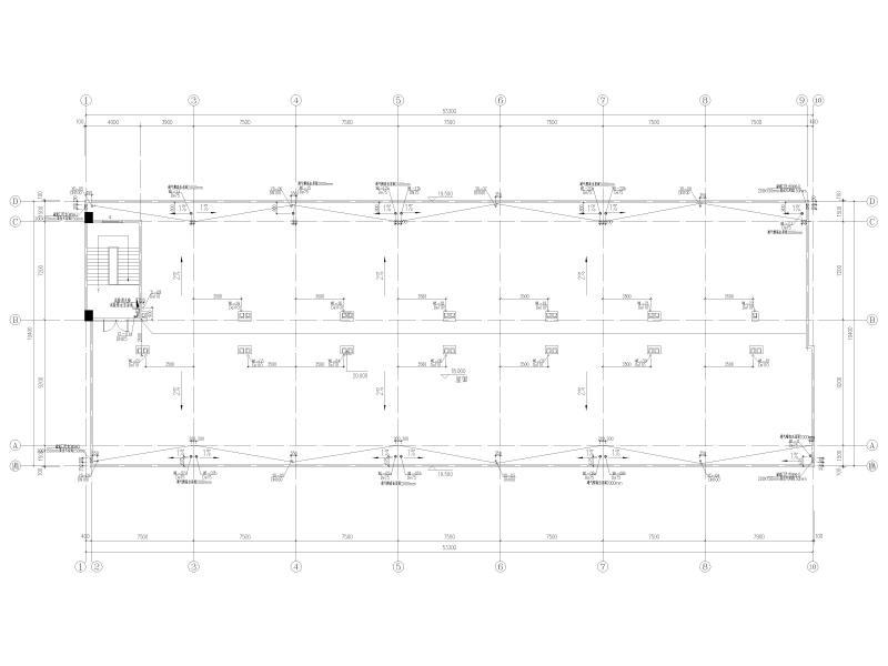 汽车科技产业园宿舍楼给排水施工图纸cad平面图 - 5