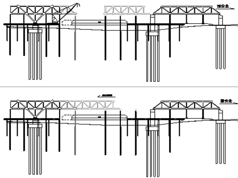 钢桁梁柔性拱安装步骤图纸CAD（旋拼法、拖拉法） - 1